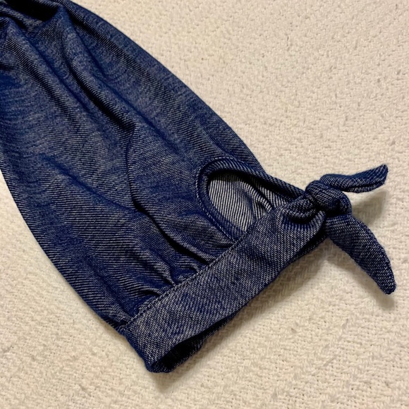 Cold Shoulder Denim Look Top NWOT - Picture 7 of 14